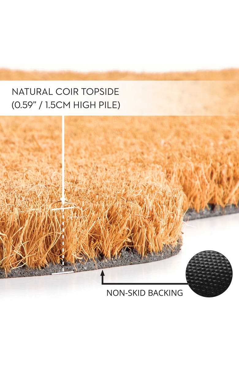 mDesign Love Yourself Scalloped Coir Rectangular Doormat, Orange, Alternate, color, Orange