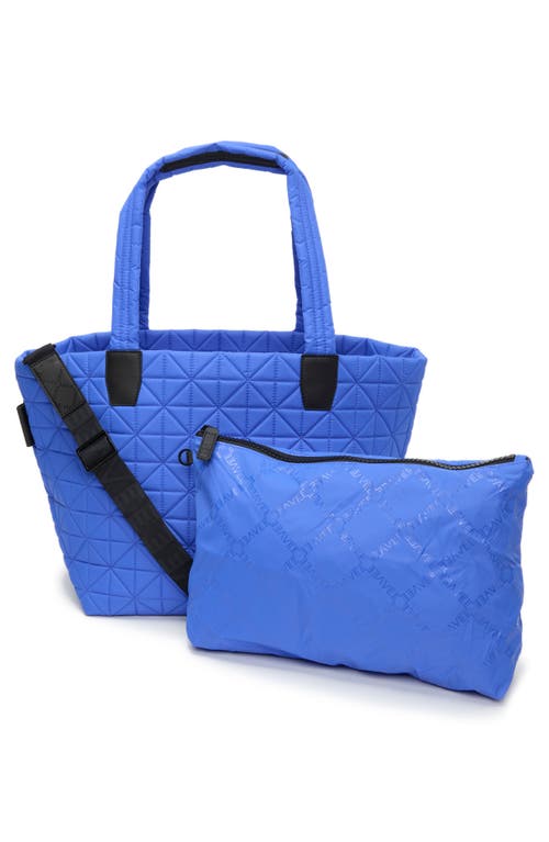 Veecollective Medium Vee Quilted Recycled Nylon Tote In Blue Bell