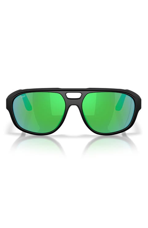 Street Heat 55mm Polarized Mirrored Rectangular Sunglasses