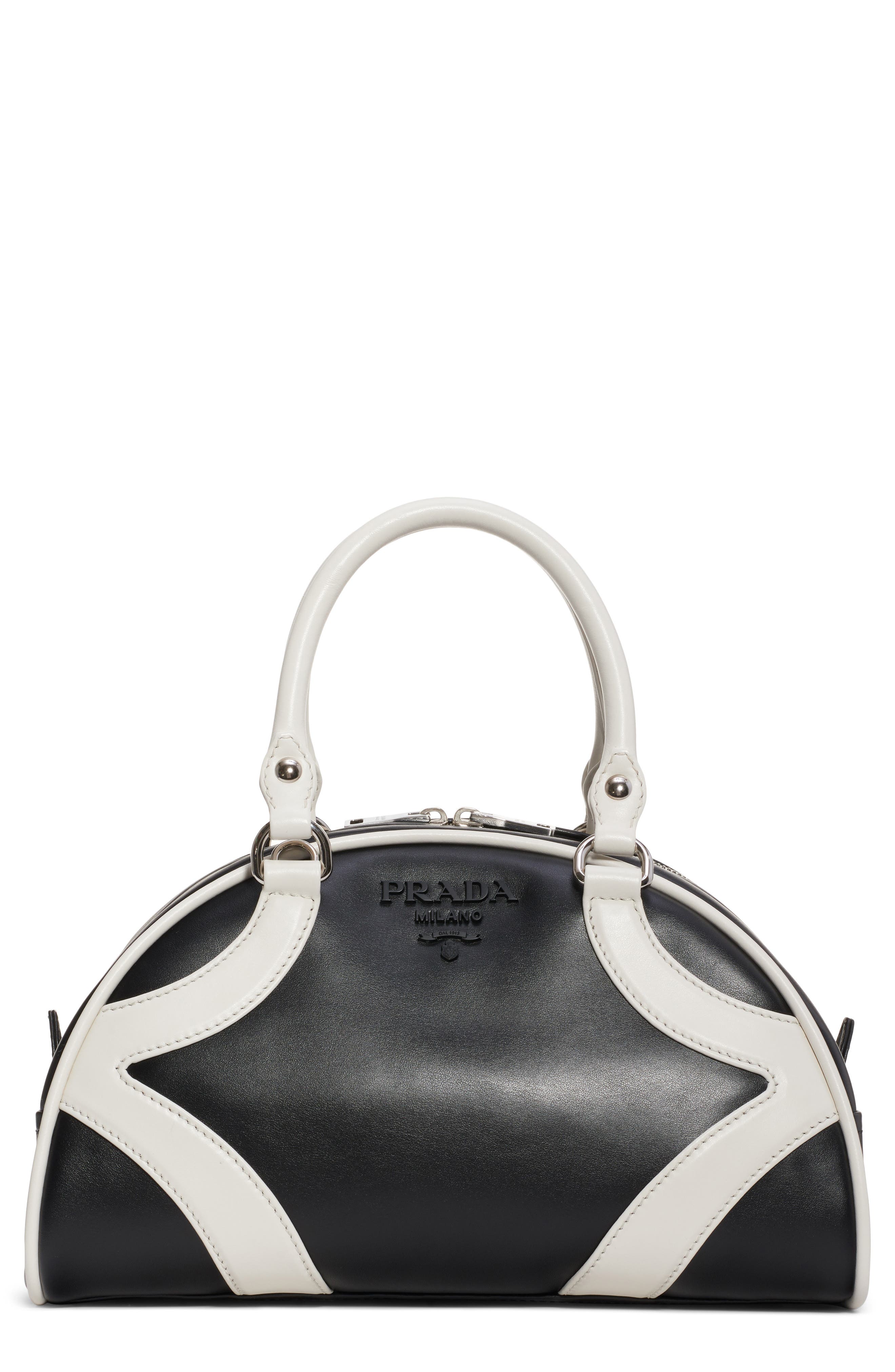 Prada Medium Leather Bowler Bag, Main, color, 
