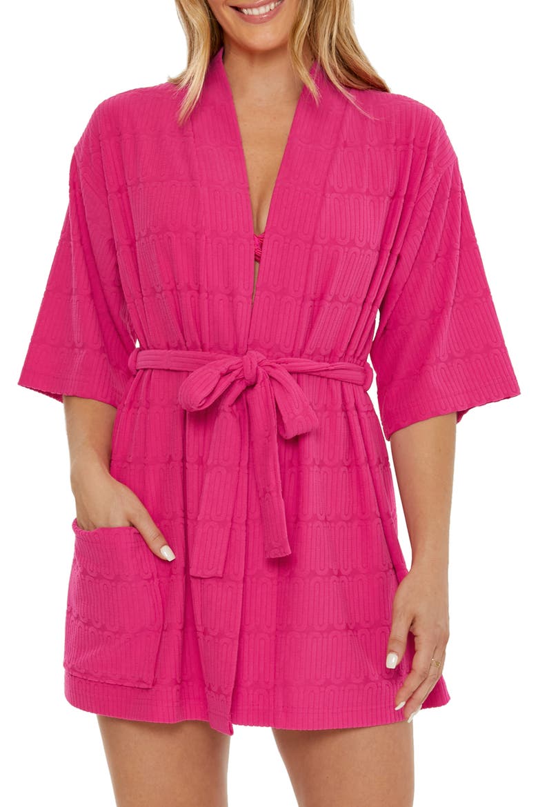 Skyfall Jacquard Terry Cover-Up Robe, Main, color, BOUGANVILLE