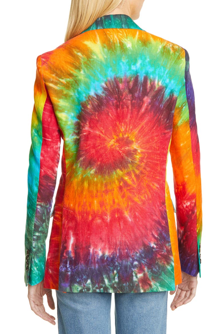 Tie Dye Linen Boyfriend Blazer, Alternate, color, RAINBOW TIE-DYE