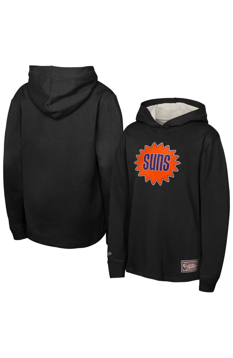 Mitchell & Ness Youth Mitchell & Ness Black Phoenix Suns Hardwood Classics Lightweight Thermal Long Sleeve Hoodie T-Shirt, Alternate, color, Black