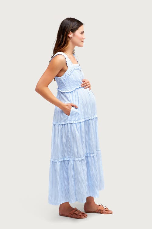 Nom Maternity Emma During + After Maxi Tank Dress In Blue