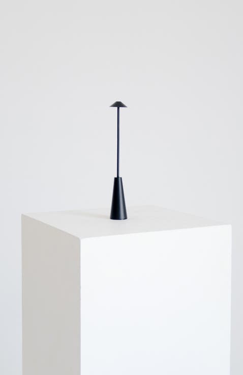 Enoki 12" Portable USB-Rechargeable LED Bistro Table Lamp with Slim Matte Black Stem and 3-Way Touch Dimming