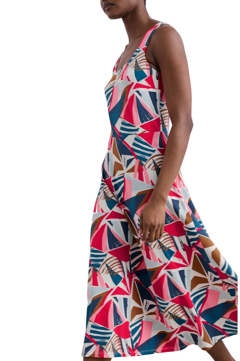 Sun Gleam Sleeveless Stretch Organic Cotton Jersey Midi Dress, Alternate, color, SPINNAKER SAILS CHALK