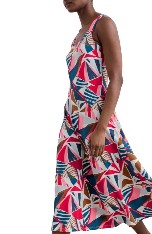 Shop Seasalt Cornwall Sun Gleam Sleeveless Stretch Organic Cotton Jersey Midi Dress In Spinnaker Sails Chalk
