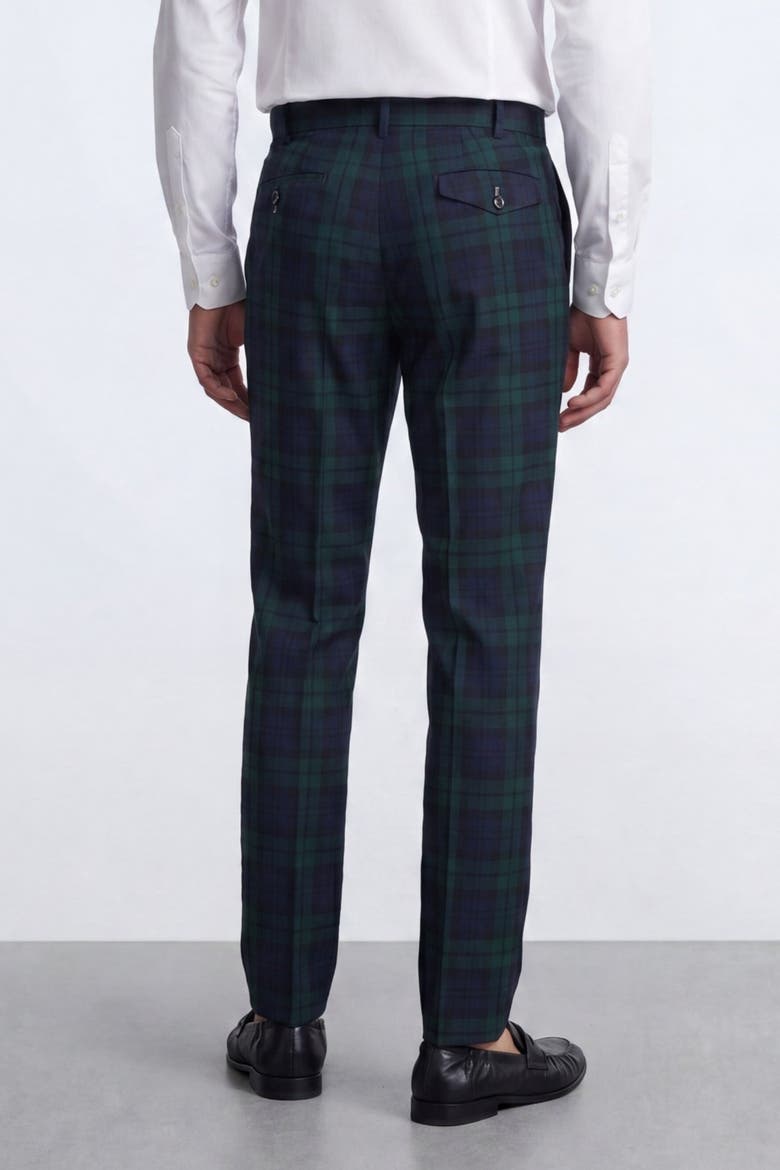 Ginger Tartan Slim Suit Trousers, Alternate, color, Green