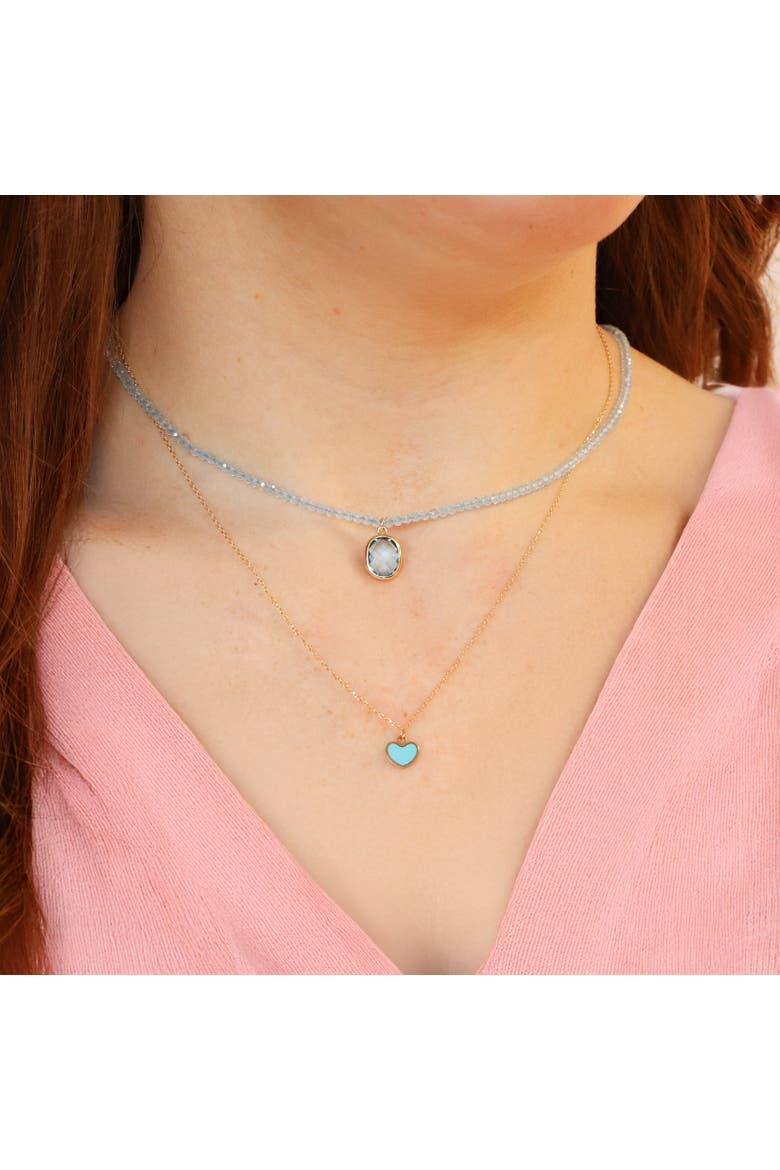 Mini Turquoise Single Heart Necklace, Alternate, color, Turquoise