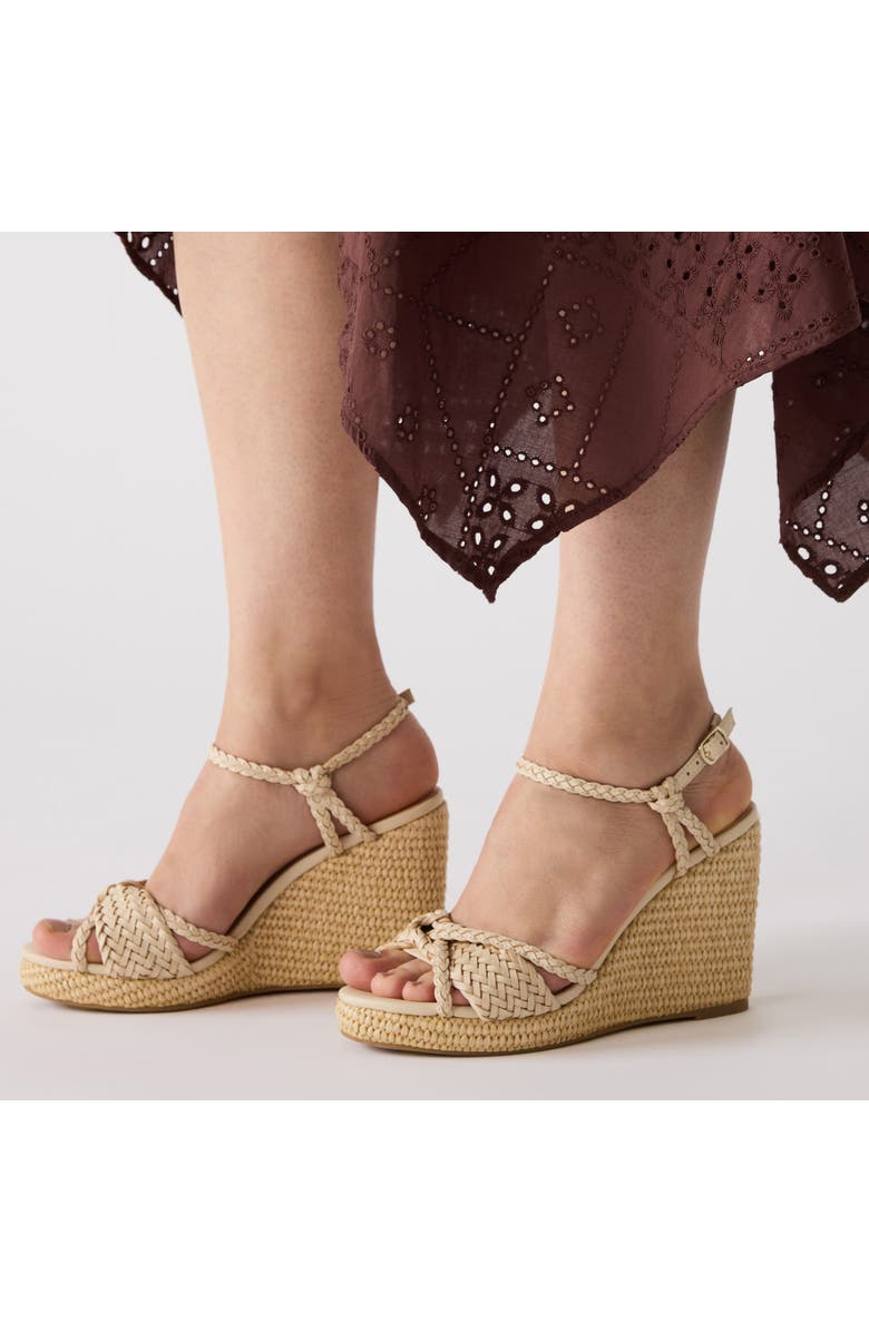 Anne Klein Vow Braided Wedge Sandal, Alternate, color, Bone Woven