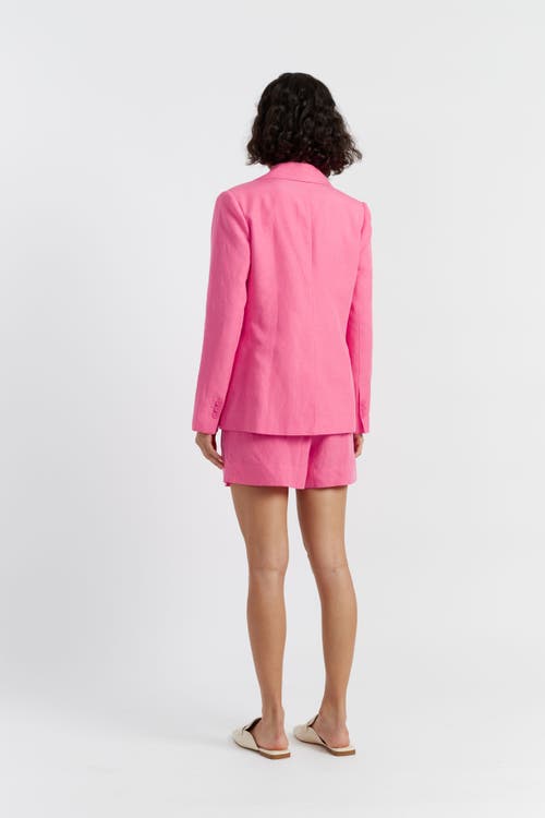 Shop Chinti & Parker Linen Blend Blazer In Camellia Rose