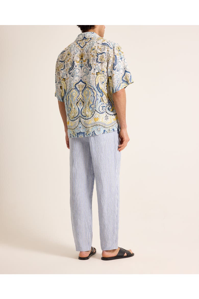 Vincent Linen Relaxed Fit Overhead Linen Shirt with Fairground Print, Alternate, color, Multi/Blue