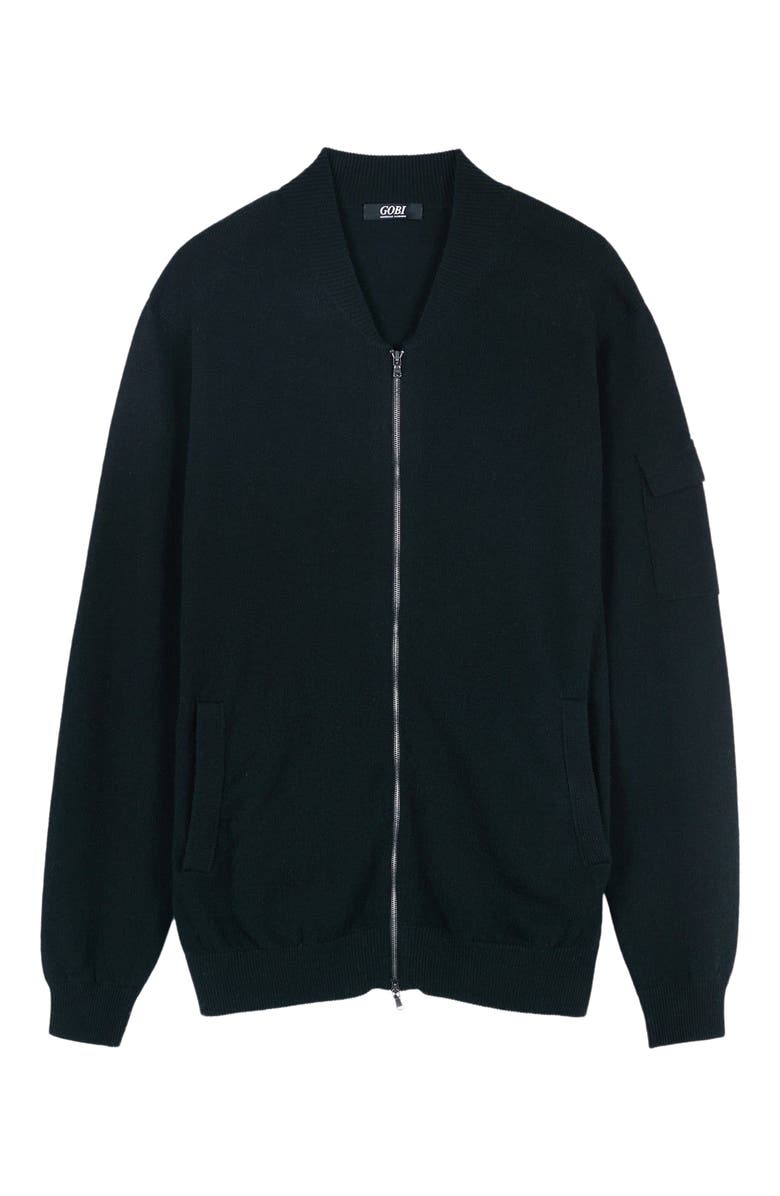 GOBI Mongolian Cashmere Cashmere Bomber, Alternate, color, Black