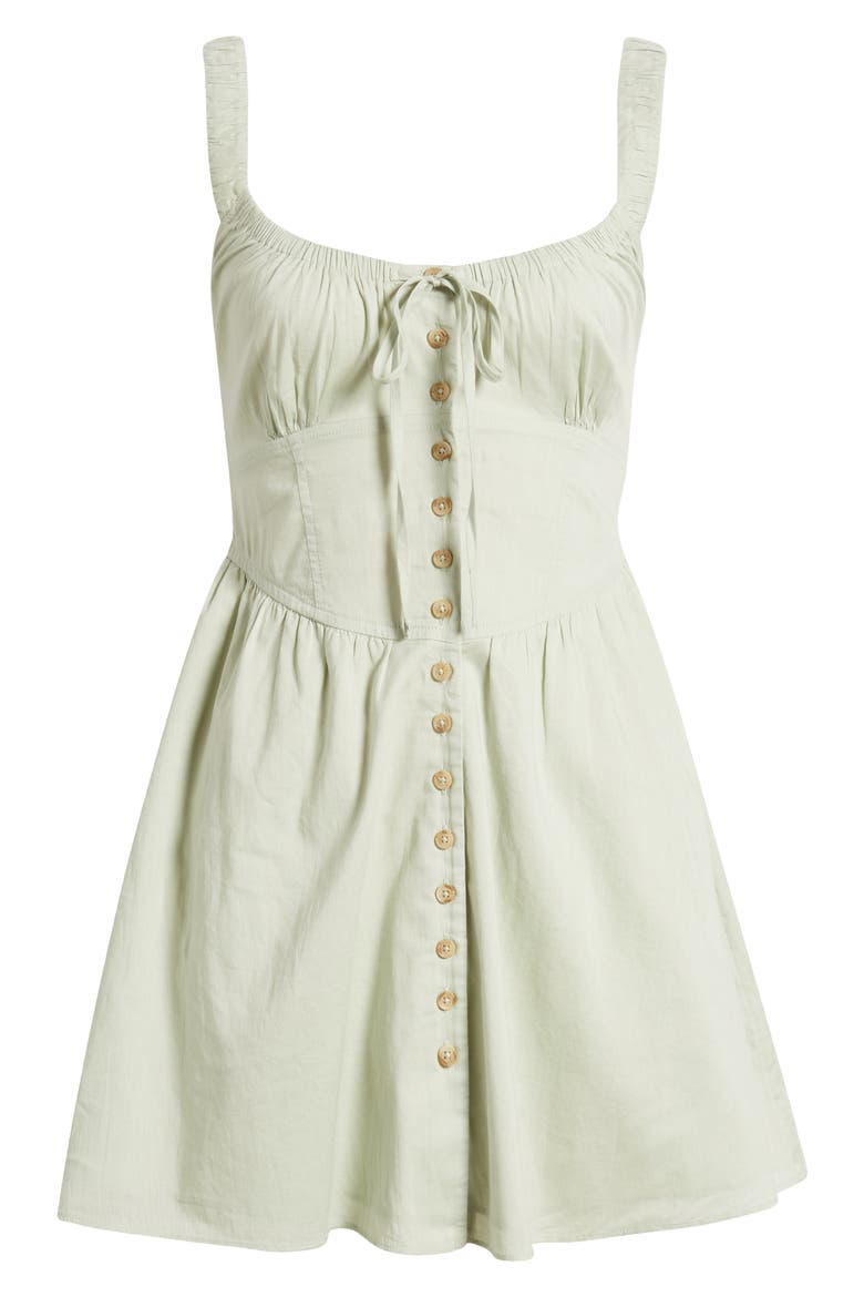 Azealia Button Front Cotton Minidress, Alternate, color, KHAKI