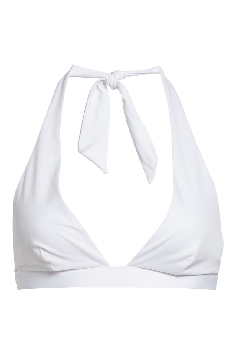 Beachwear Jersey Halter Bikini Top, Alternate, color, WHITE