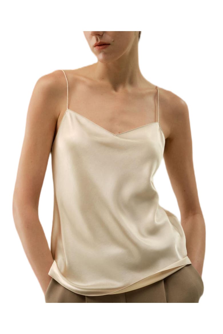 Women's Chic Minimal Silk Cami, Main, color, Gravel Gold
