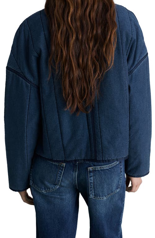 Mango Quilted Indigo Cotton Jacket In Blue