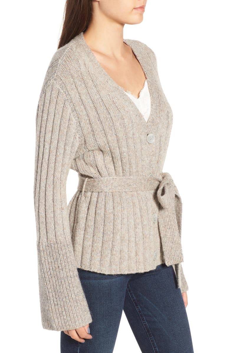 Leith Cozy Ribbed Tie Cardigan, Alternate, color,