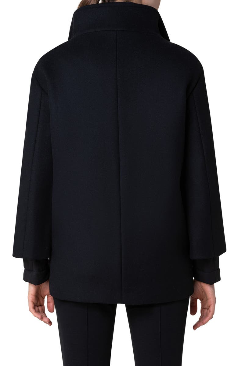 Akris punto 2-in-1 Felted Wool Blend Car Coat, Alternate, color, 009 Black