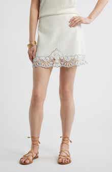 Cutwork Linen Blend Miniskirt