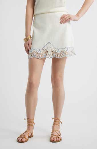Cutwork Linen Blend Miniskirt