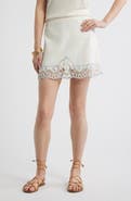 Treasure & Bond Cutwork Linen Blend Miniskirt