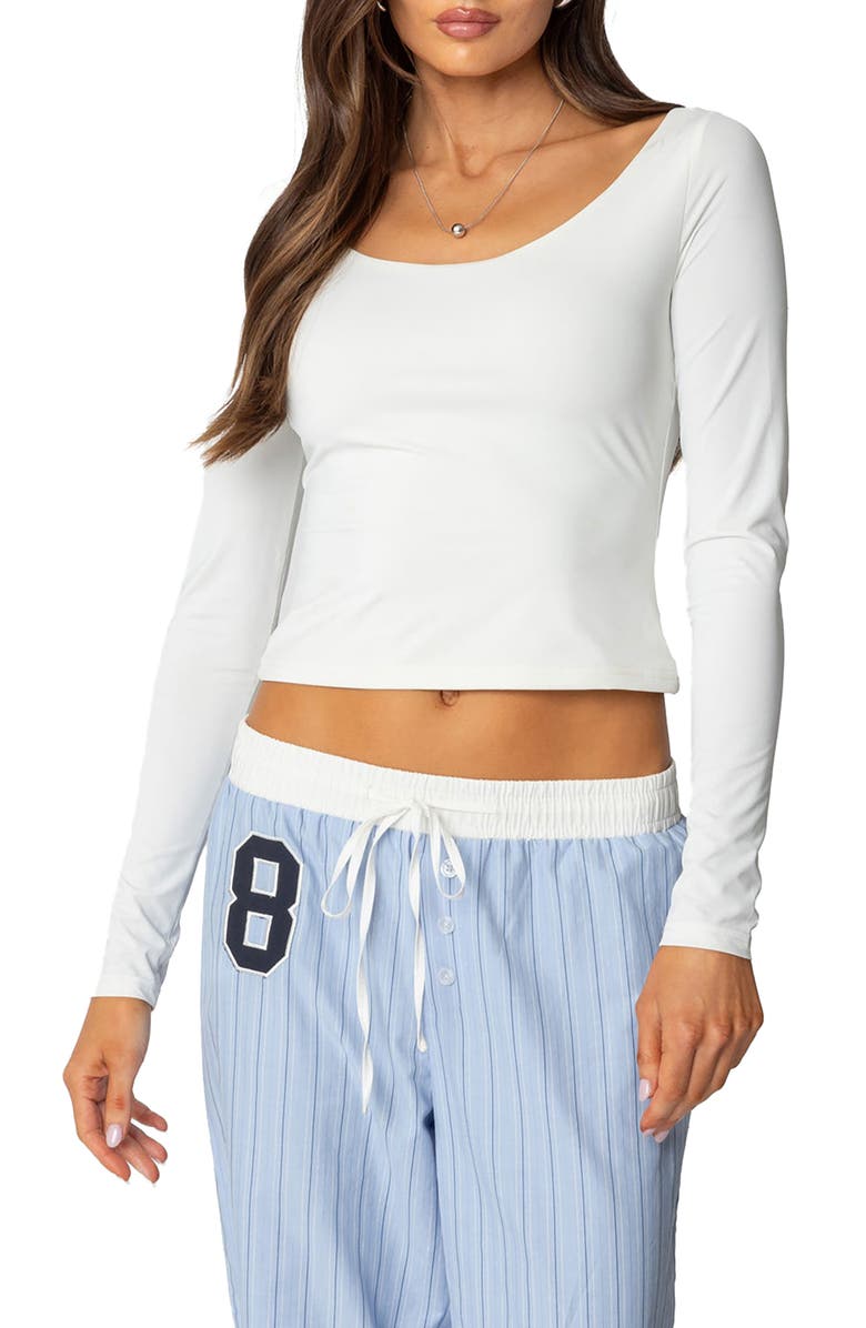 EDIKTED Millicent Scoop Neck T-Shirt, Main, color, White