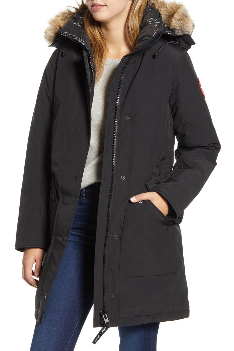 Ellesmere Arctic Tech 625 Fill Power Down Parka with Genuine Coyote Fur Trim, Main, color, BLACK