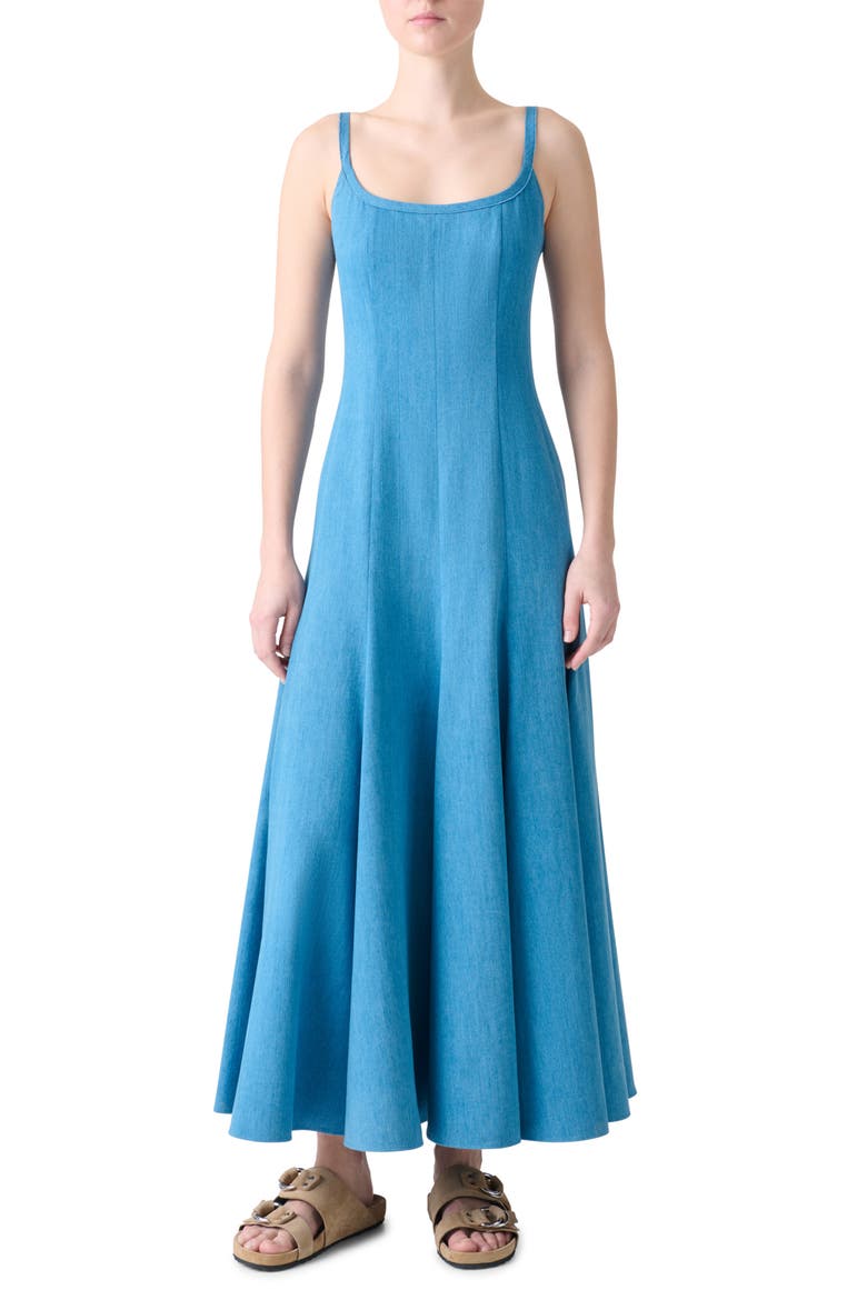 Denim Maxi Dress, Main, color, ICE/ CREME