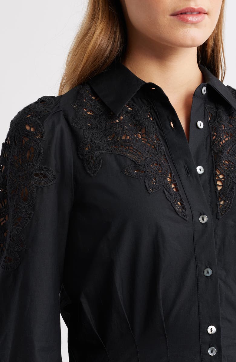 LOVE THE LABEL Marta Embroidered Yoke Long Sleeve Cotton Shirtdress, Alternate, color, 