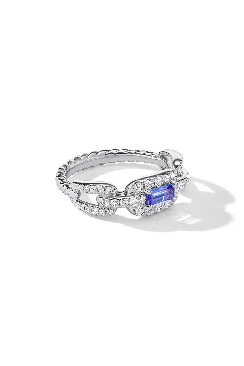 Stax Emerald & Diamond Chain Link Ring, Alternate, color, WHITE GOLD
