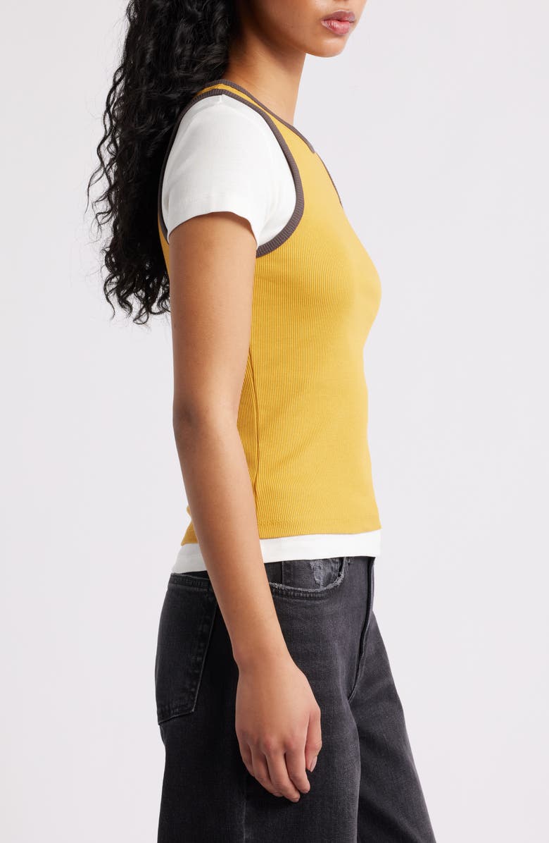 Damson Madder Manon Layered Organic Cotton T-Shirt, Alternate, color, Yellow