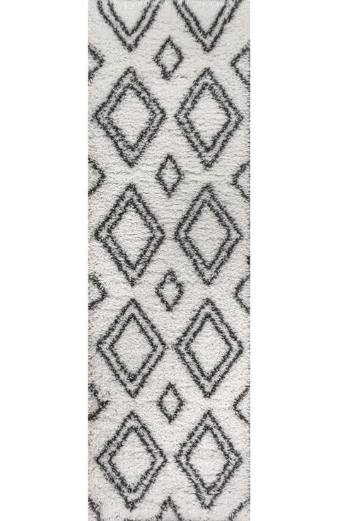 Beni Moroccan Style Diamond Shag Area Rug