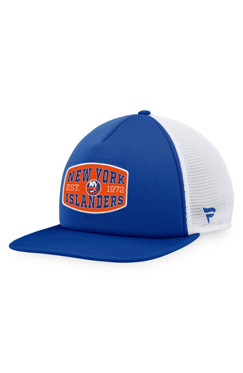 FANATICS Men's Fanatics Branded Royal/White New York Islanders Foam Front Patch Trucker Snapback Hat, Main, color, Royal