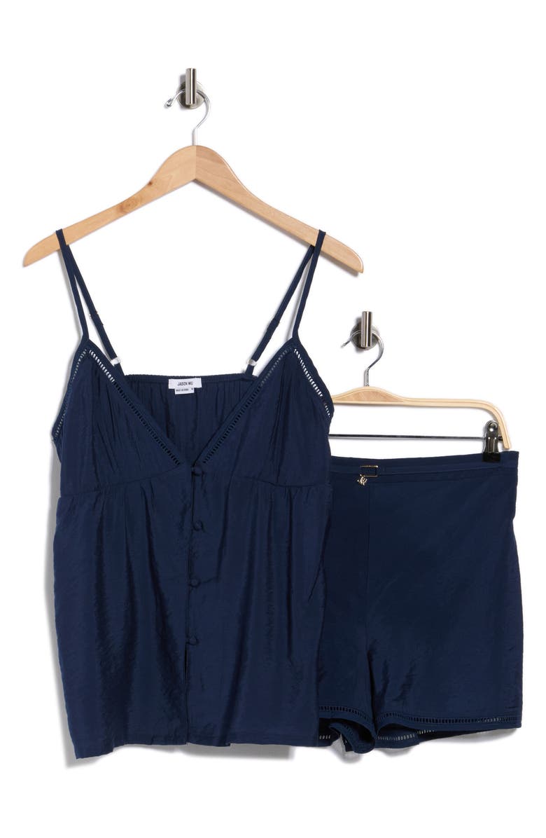 JASON WU Lace Trim Short Pajamas, Main, color, Navy