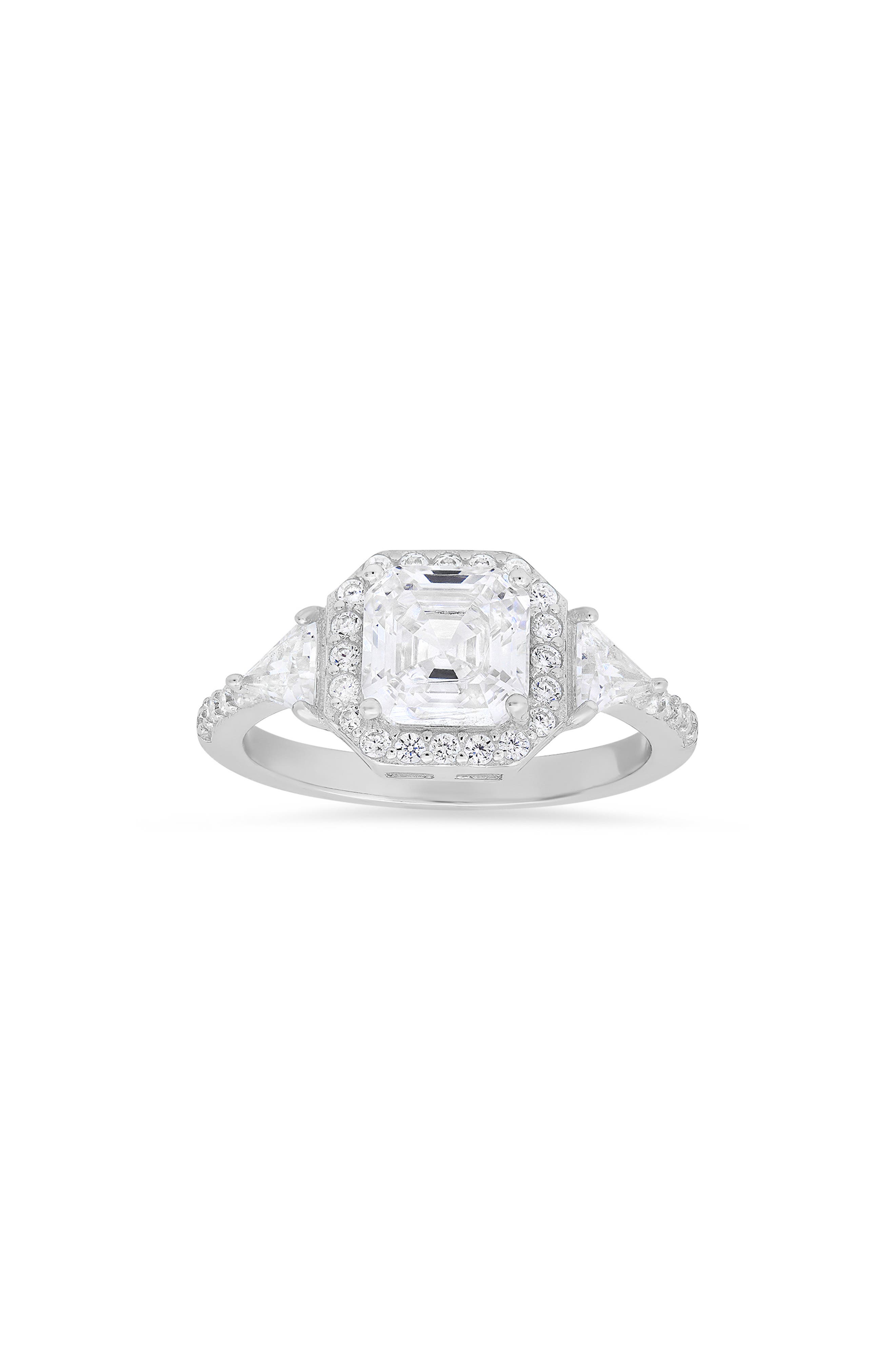 Queen Jewels Sterling Silver Asscher Cut Cubic Zirconia Ring