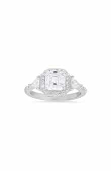 Queen Jewels Sterling Silver Asscher Cut Cubic Zirconia Ring