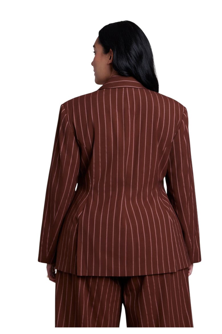 Cinched Waist Striped Blazer (plus), Alternate, color, POP OF CORAL