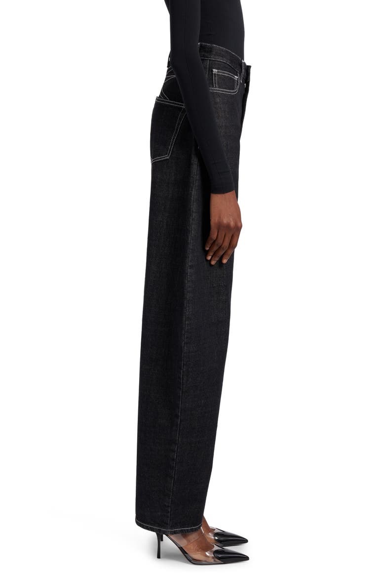 Cotton Denim Round Jeans, Alternate, color, DENIM NOIR
