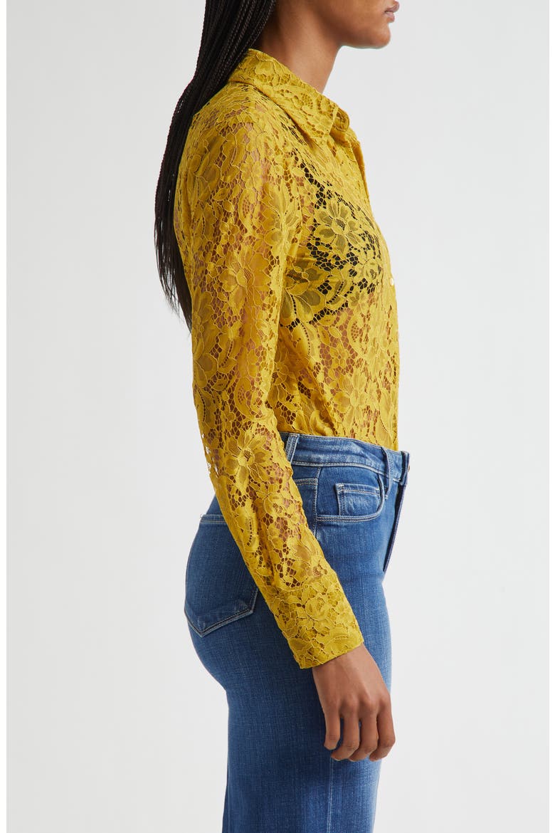 Maia Lace Button-Up Shirt, Alternate, color, CEYLON YELLOW LACE