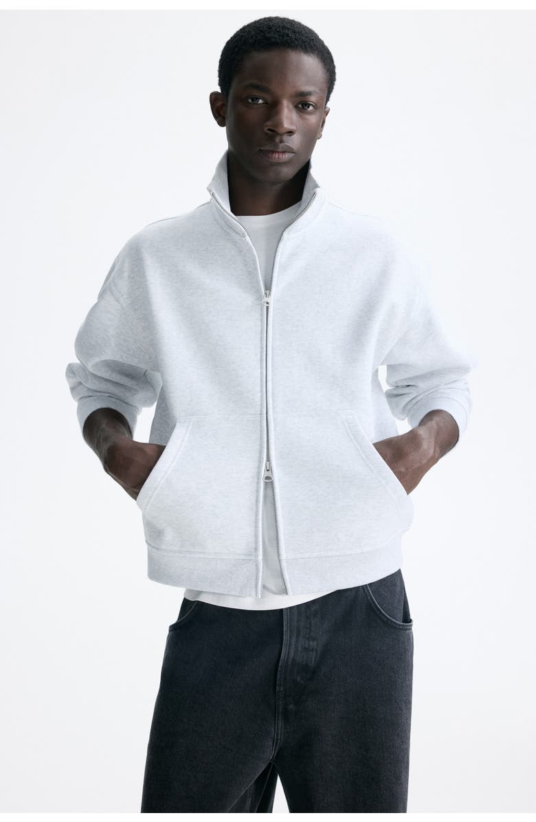 H&M Loose Fit Boxy Zip-through Sweatshirt, Alternate, color, Light Gray Melange