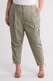 DKNY Jeans Belted Stretch Cotton Poplin Cargo Pants