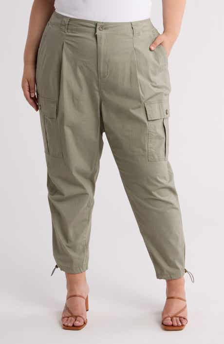 DKNY Jeans Belted Stretch Cotton Poplin Cargo Pants