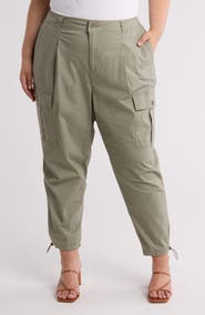 DKNY Jeans Belted Stretch Cotton Poplin Cargo Pants