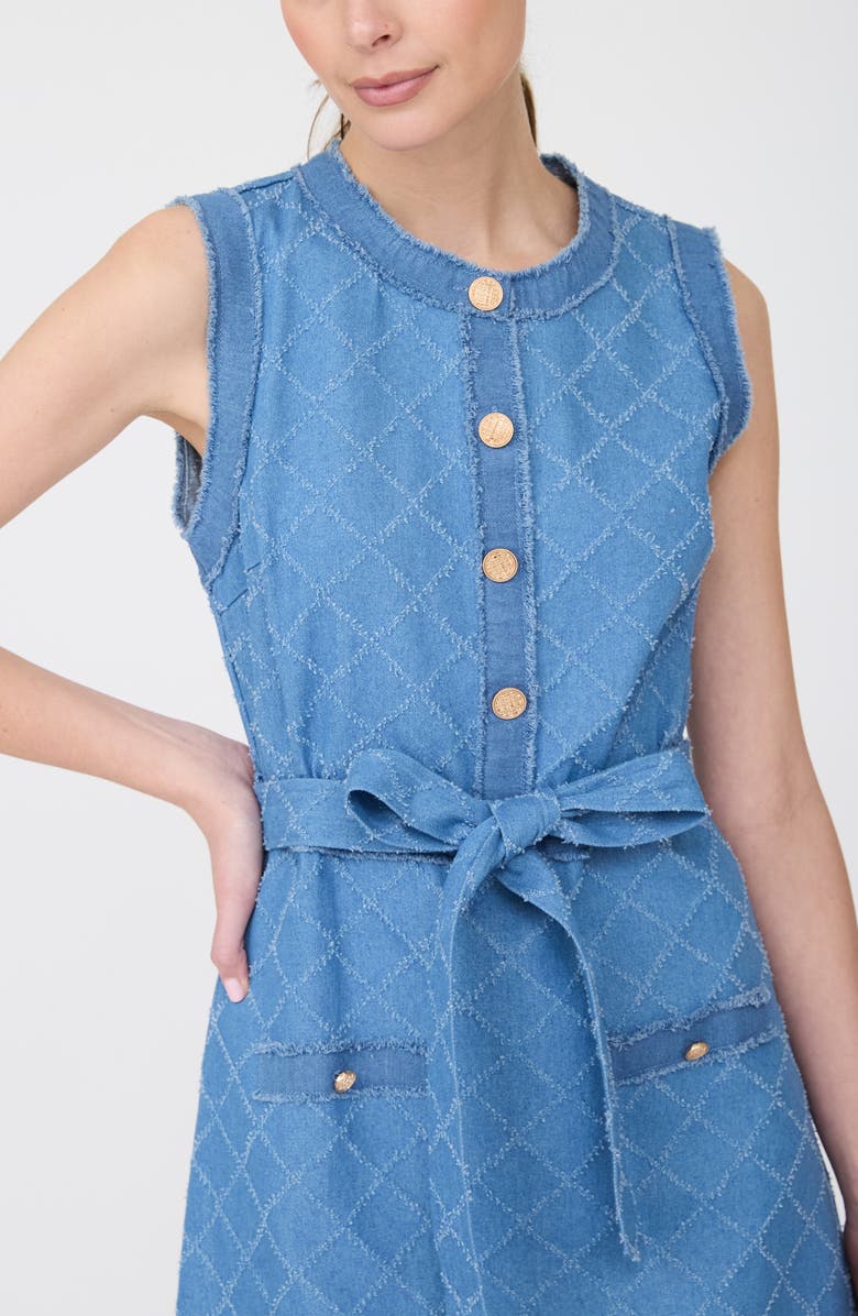 ZOE AND CLAIRE Belted Denim Jacquard Minidress, Alternate, color, Denim