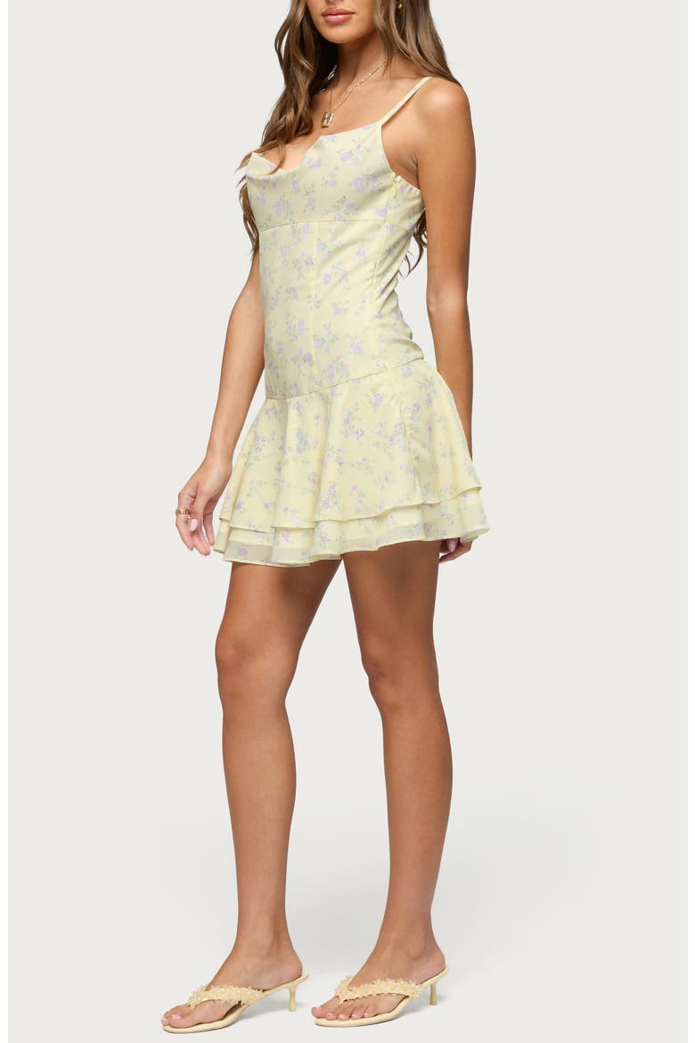 Daphna Floral Chiffon Minidress, Alternate, color, LIGHT-YELLOW