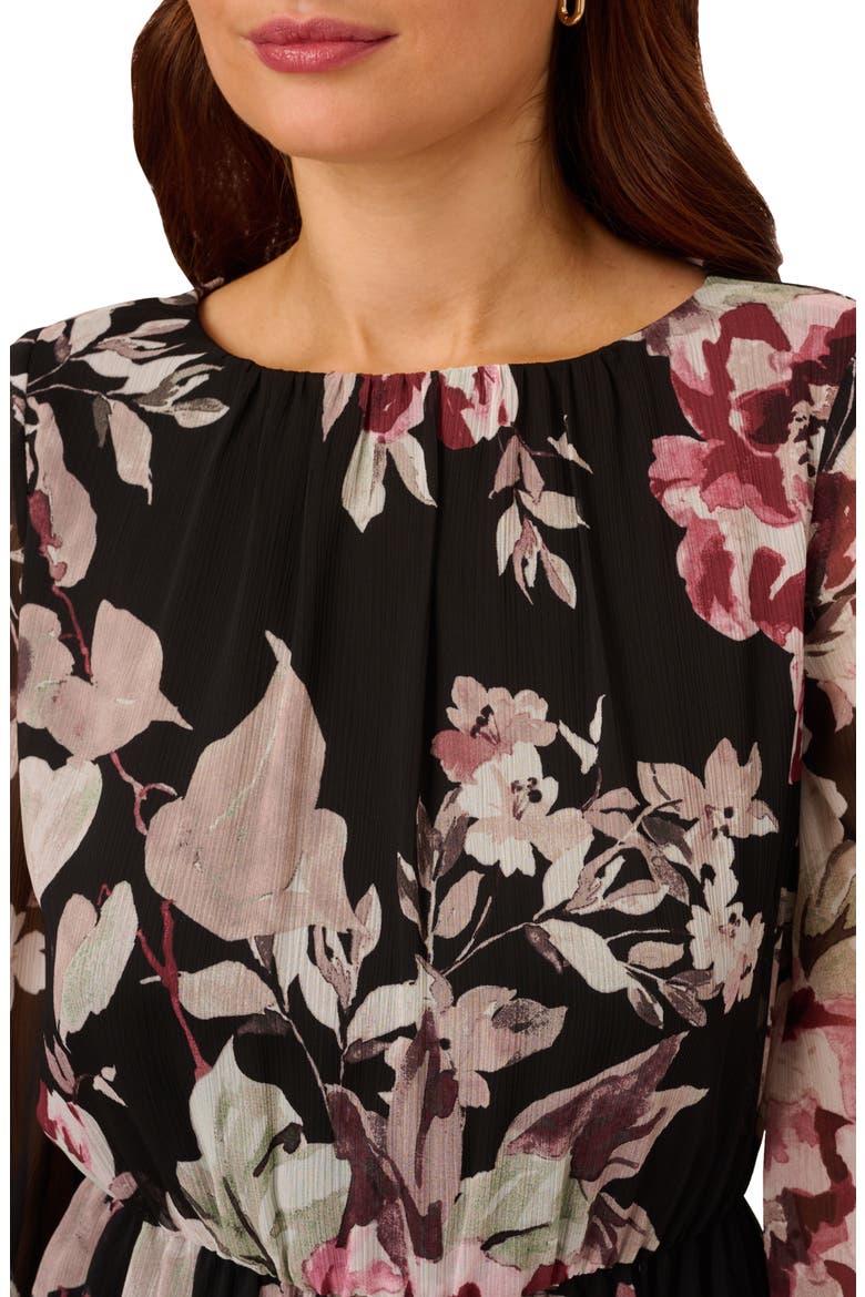 Floral Chiffon Dress, Alternate, color, BLACK MULTI