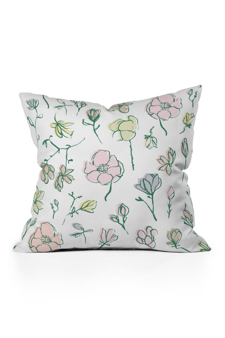 Magnolias Throw Pillow, Main, color, WHITE