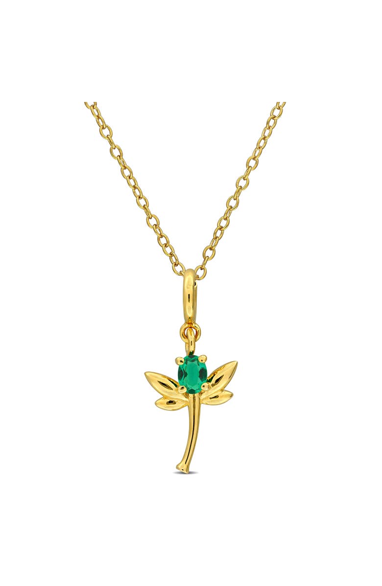Julianna B. Lab-Created Emerald & Diamond Dragonfly Pendant Necklace, Main, color, Created Emerald