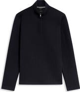 Ted Baker Caindle Black Waffle Texture Quarter Zip Pullover